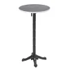 Outlet 60 cm ronde hoge tafel kantelbaar zwart/zilver en zwart marmeren blad Tuinmeubelen