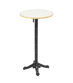 Discount 60 cm ronde hoge tafel met kantelbaar wit/gouden blad en zwarte poten Tuinmeubelen