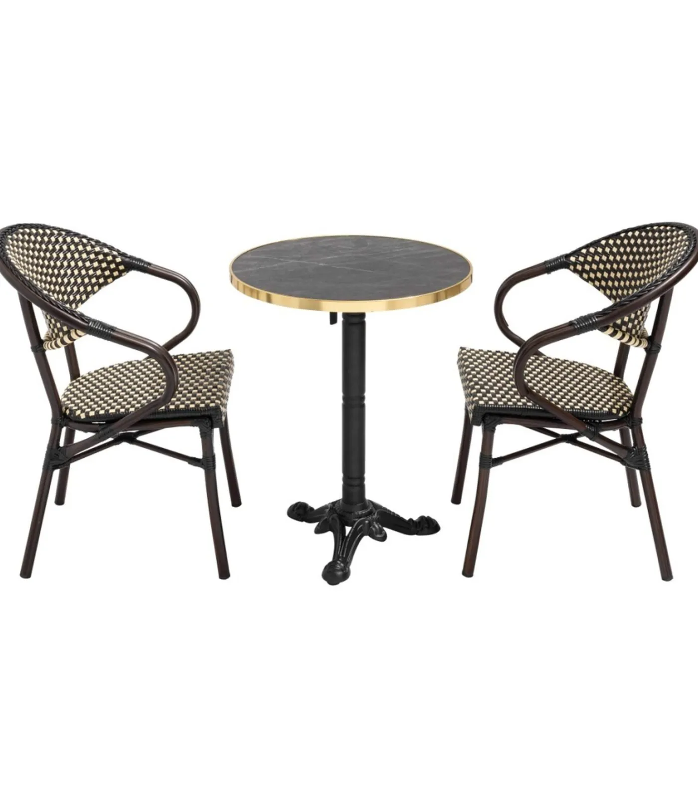 Online 60 cm verstelbare zwartmarmeren terrastafel en 2 zwarte stoelen Tuinmeubelen