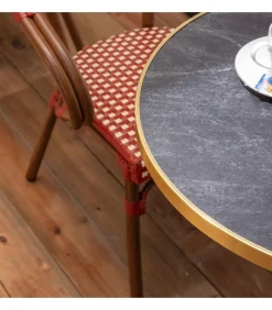 Online 60 cm verstelbare zwartmarmeren terrastafel en 2 rode stoelen Tuinmeubelen