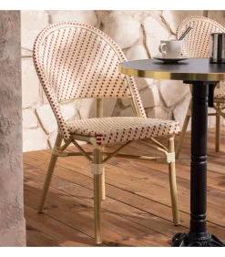 Sale 60 cm verstelbare zwartmarmeren terrastafel en 2 rode stoelen Tuinmeubelen