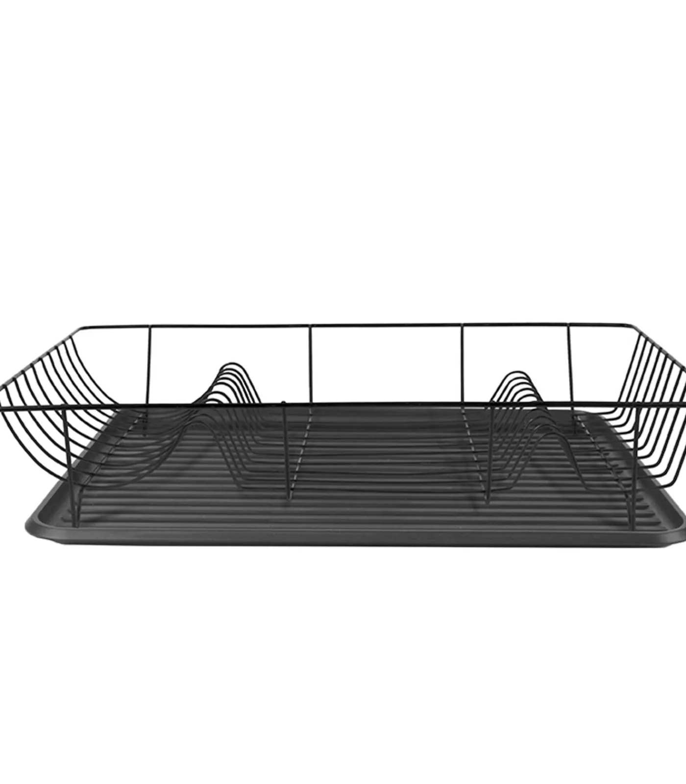 Outlet Afdruiprek - Linea Zwart met Mat Zwarte tray - 49x32x9,5cm Keukenaccessoires