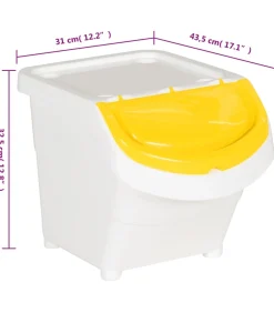 Clearance Afvalbakken met deksels stapelbaar 3 st PP 78 L wit Manden En Bakken
