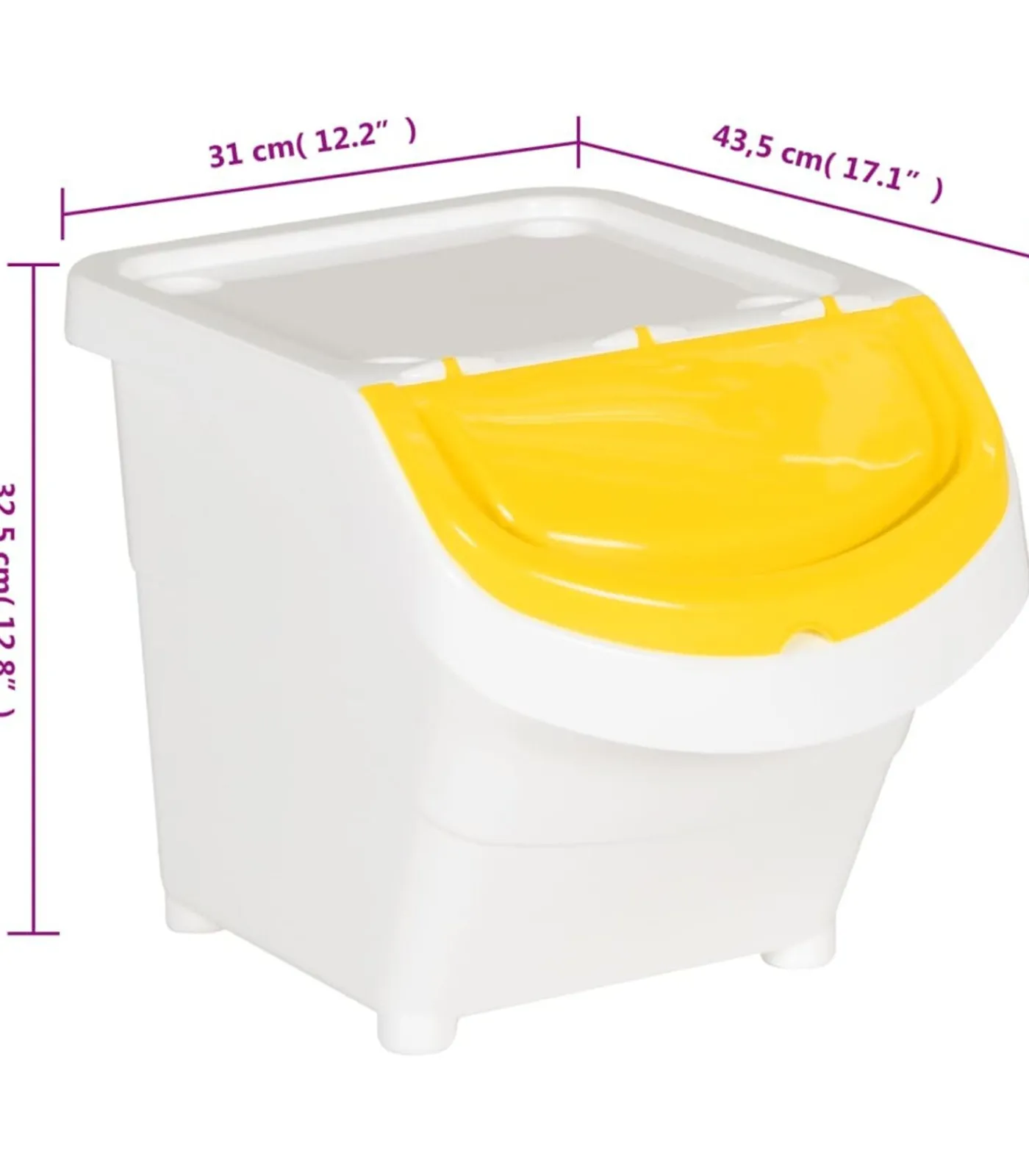 Clearance Afvalbakken met deksels stapelbaar 3 st PP 78 L wit Manden En Bakken