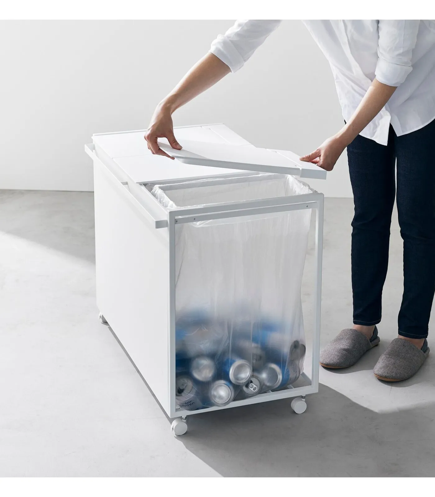 Sale Afvalscheidingsprullenbak met wielen - 3 comp - Tower - Wit Manden En Bakken