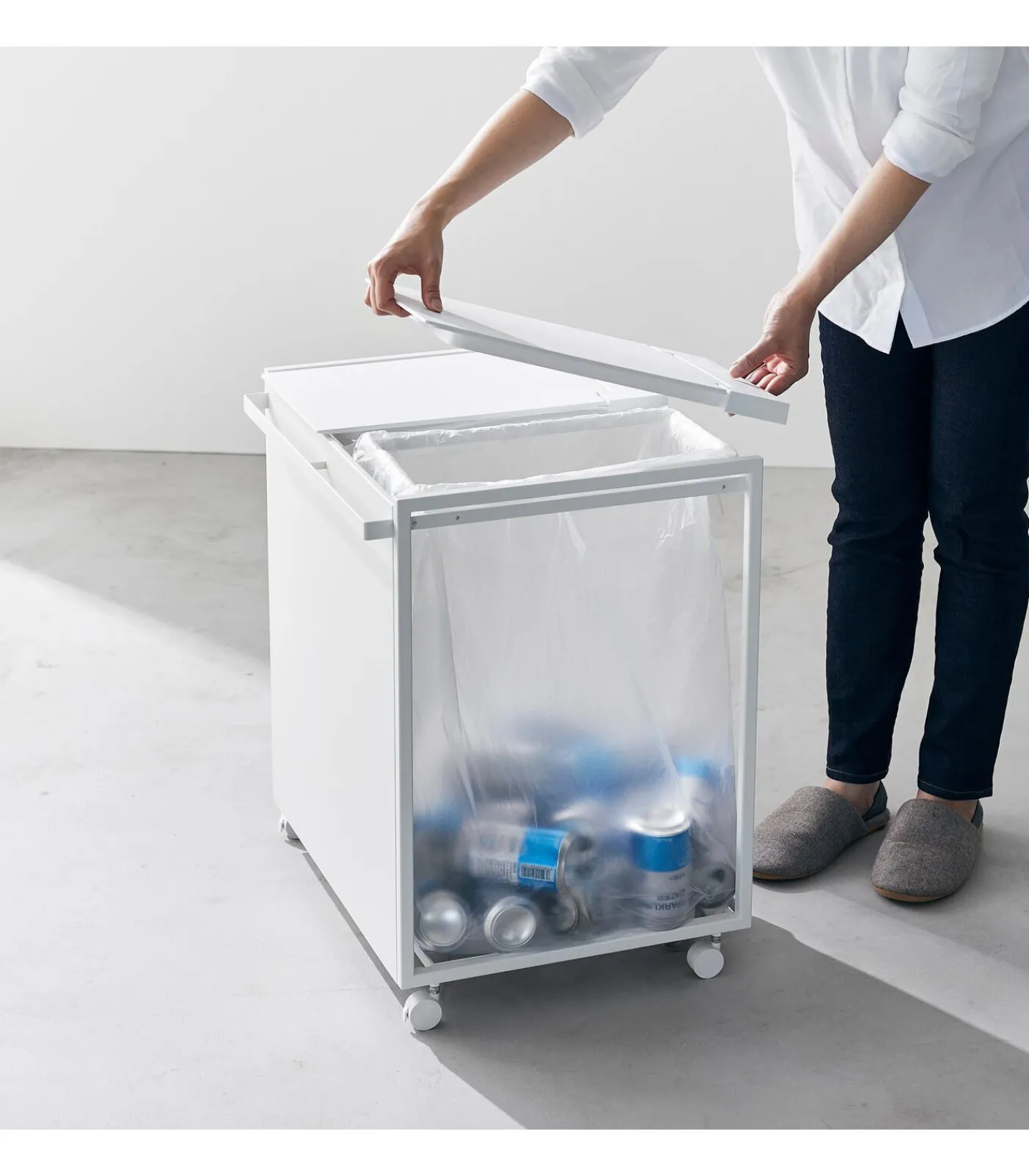 Sale Afvalscheidingsprullenbak met wielen - 2 comp - Tower - Wit Manden En Bakken