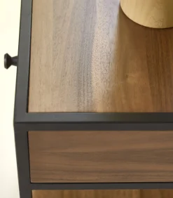 Outlet Agra - Nachtkastje in massief acacia en metaal Bedden