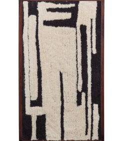 Sale Anka Wanddeco - Katoen/Hout - Zwart/Wit - 90x60x10 Decoratie