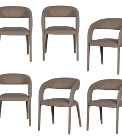 Arms Eetkamerstoelen - Polyester - Bruin - Set van 6 Stoelen