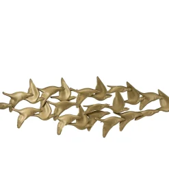 Clearance Metal Art - Golden birds - 36x112 Wanddecoratie