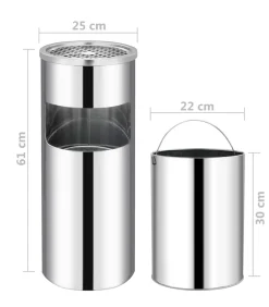 Asbak/prullenbak Hotel 30 L roestvrij staal Manden En Bakken