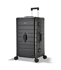 Discount Athens Aluminium Trunk Koffer 4 Wielen Zwarte Trolleys