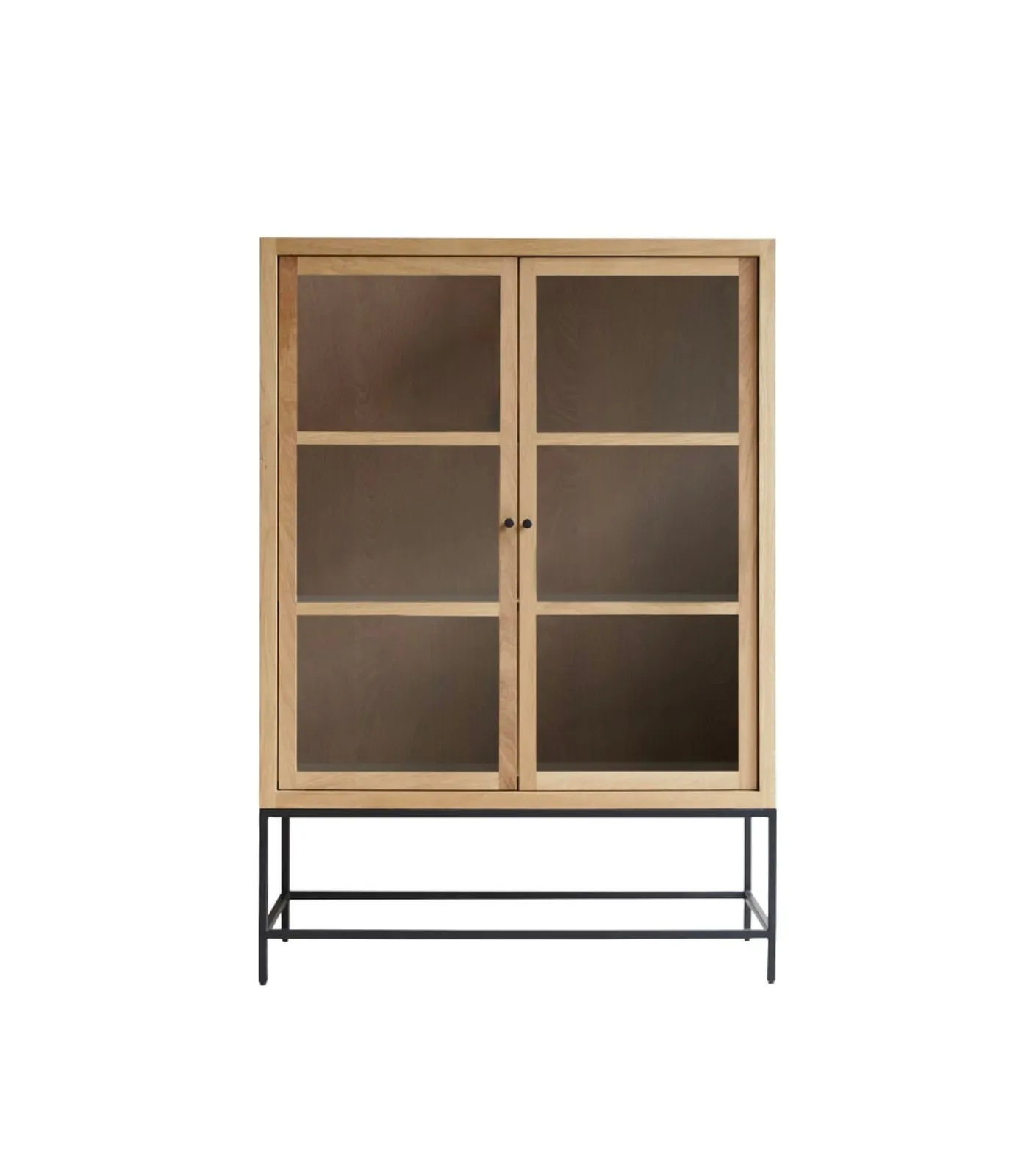 Sale Babeth - Hoge vitrinekast van massief eikenhout Meubels