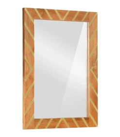 Best Badkamerspiegel 50x70x3 cm massief mangohout en glas bruin Spiegels