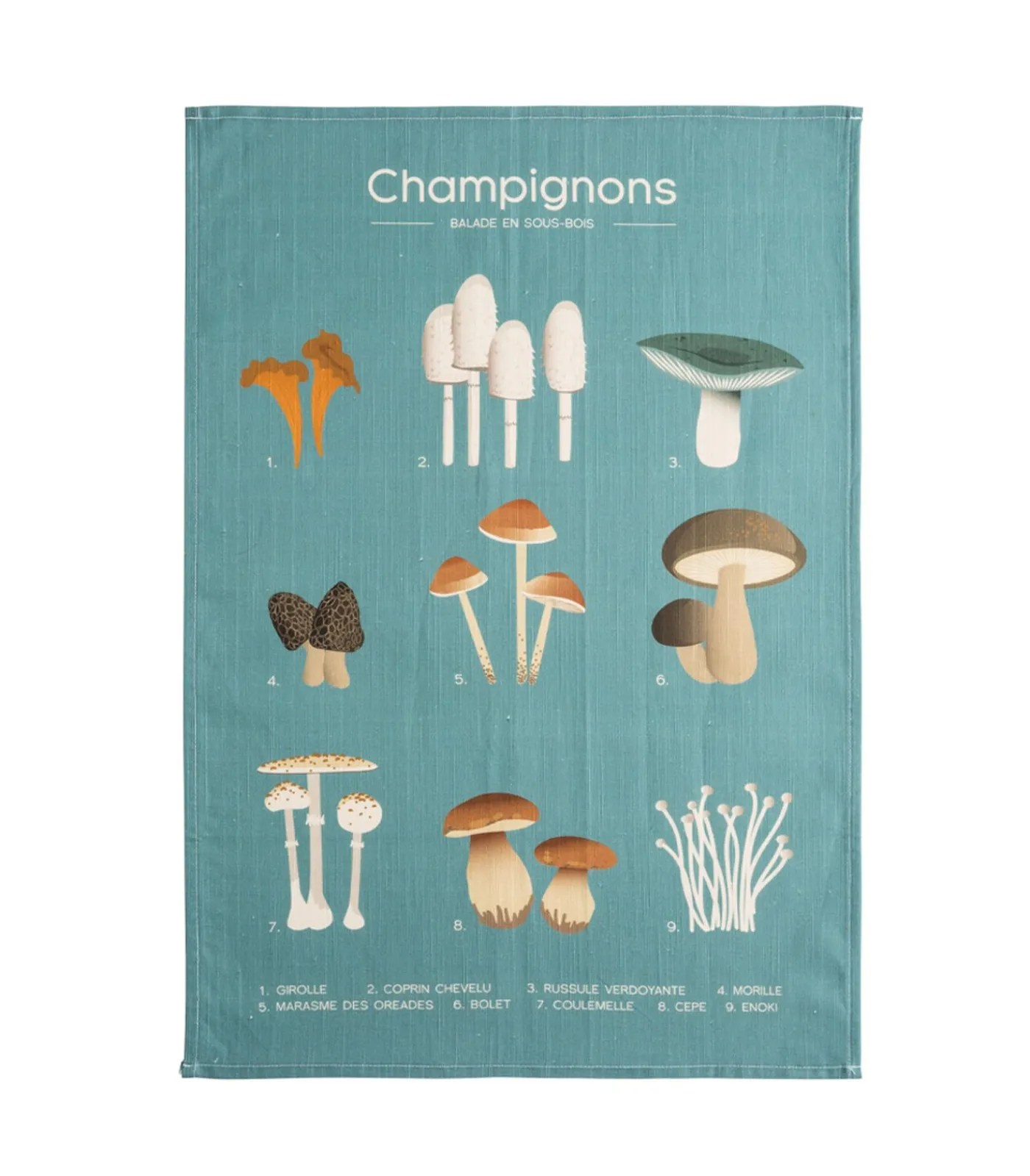 Clearance Balade en sous-bois - Theedoek met print in halflinnen Keuken- & Tafellinnen