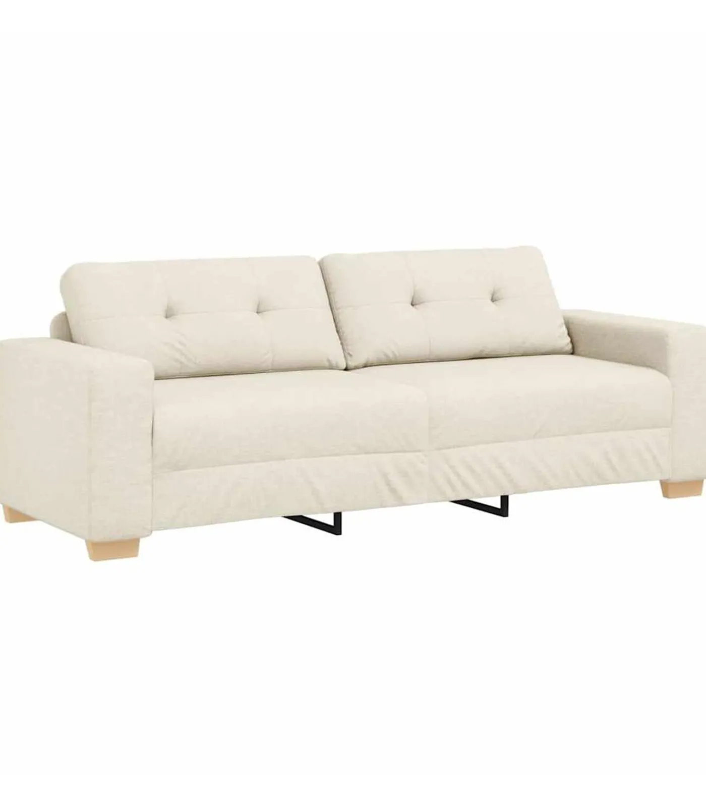 New Bank met kussen met kussen Beige 220 x 78 x 84 cm Linnen Zetels