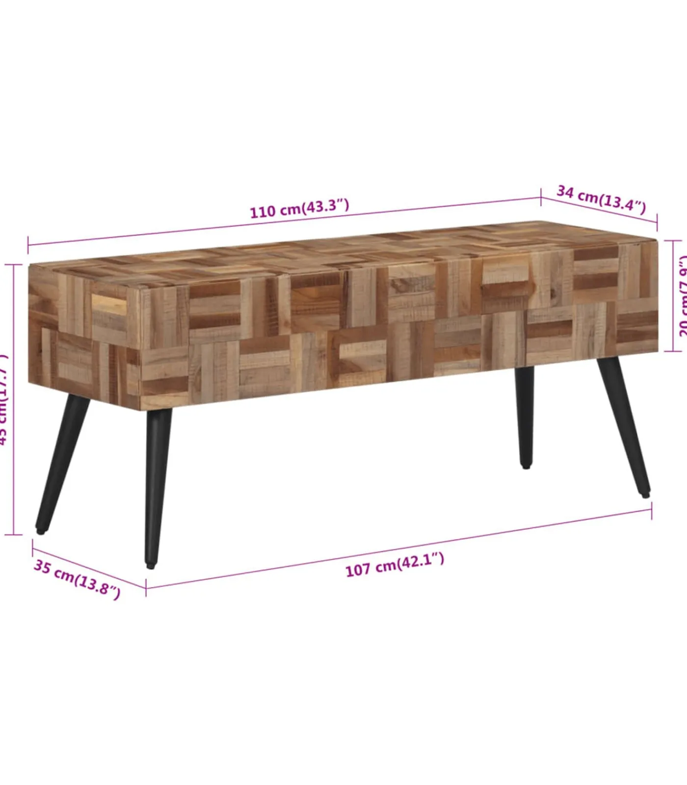 Discount Bankje 110x35x45 cm massief gerecycled teakhout Tafels
