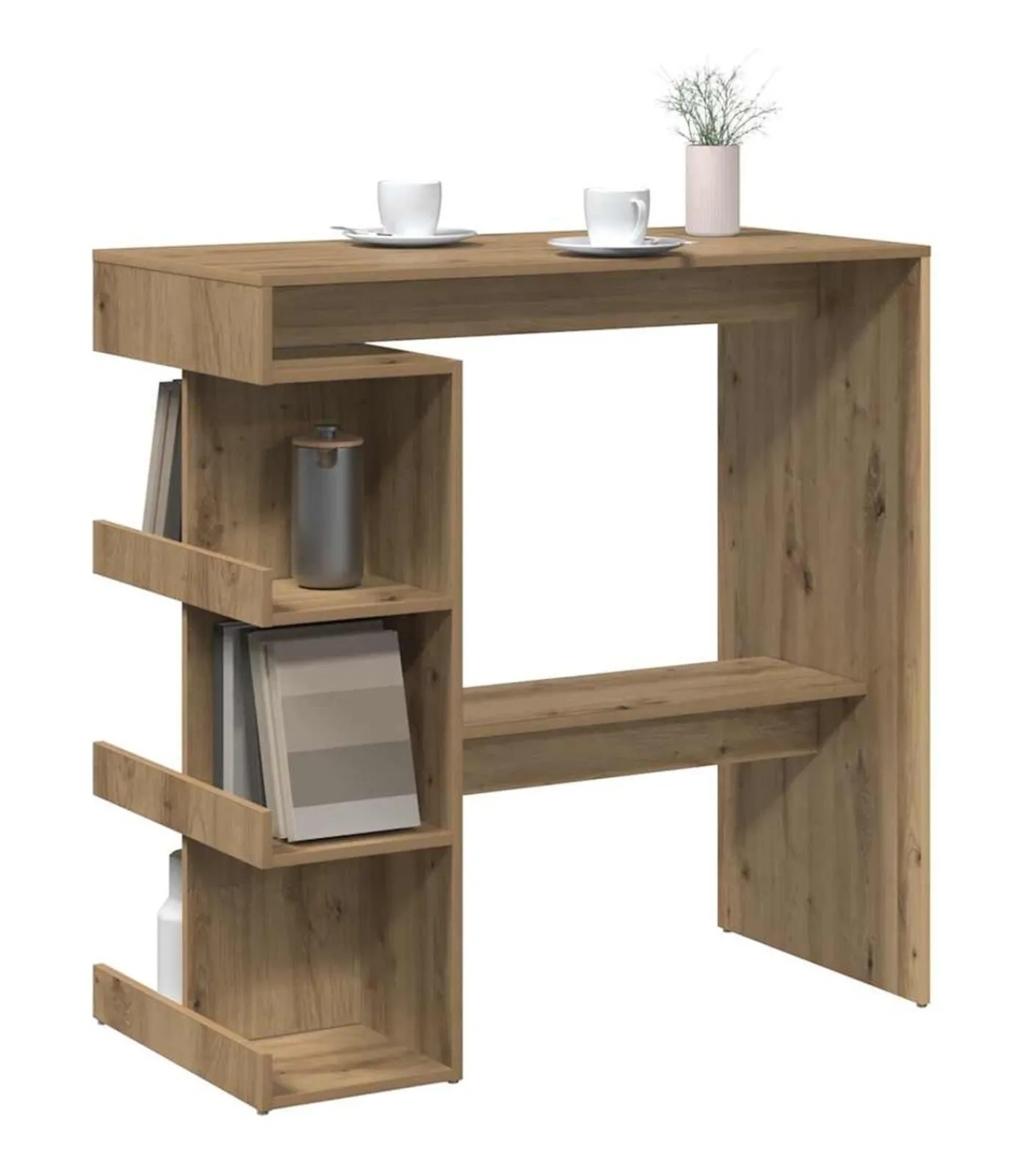 Outlet Bartafel met opbergrek 100x48x101,5 cm artisanaal eikenkleurig Tafels
