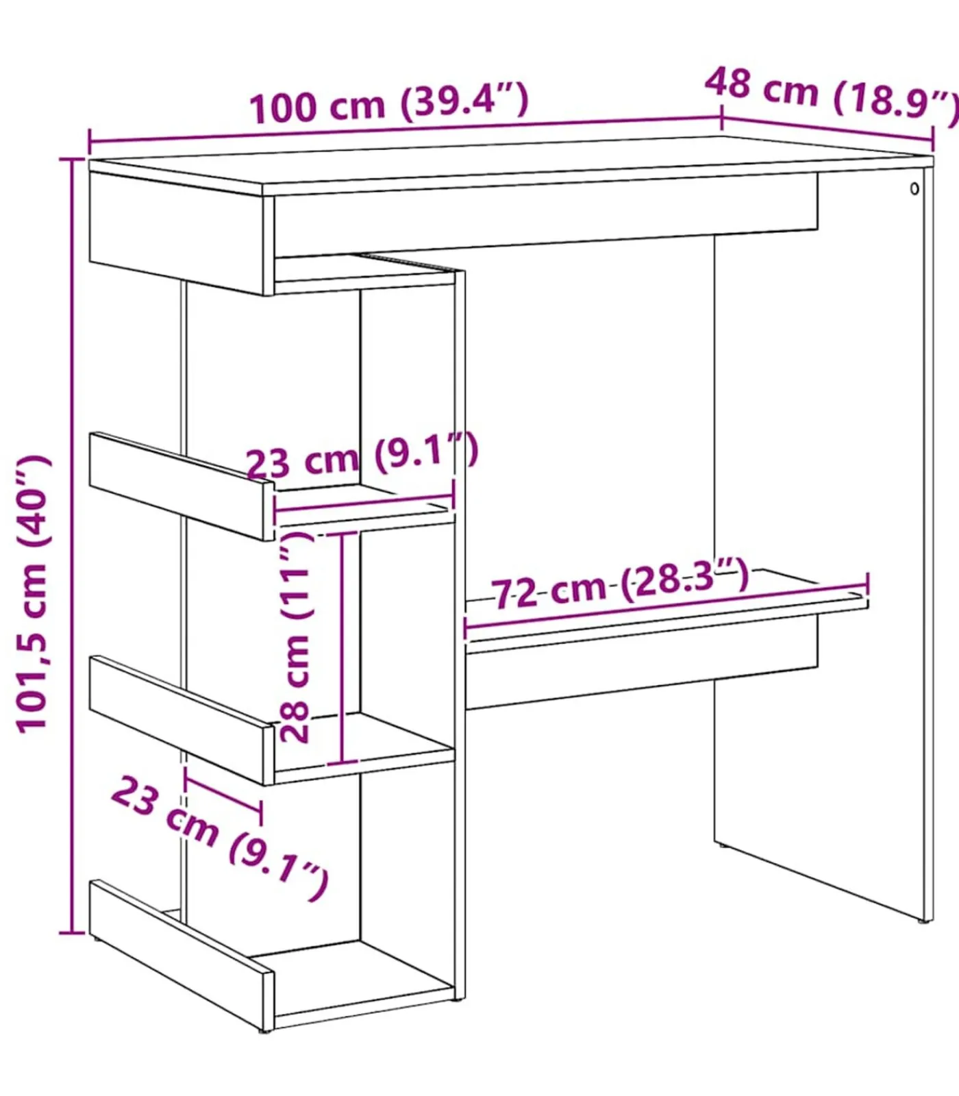 Outlet Bartafel met opbergrek 100x48x101,5 cm artisanaal eikenkleurig Tafels