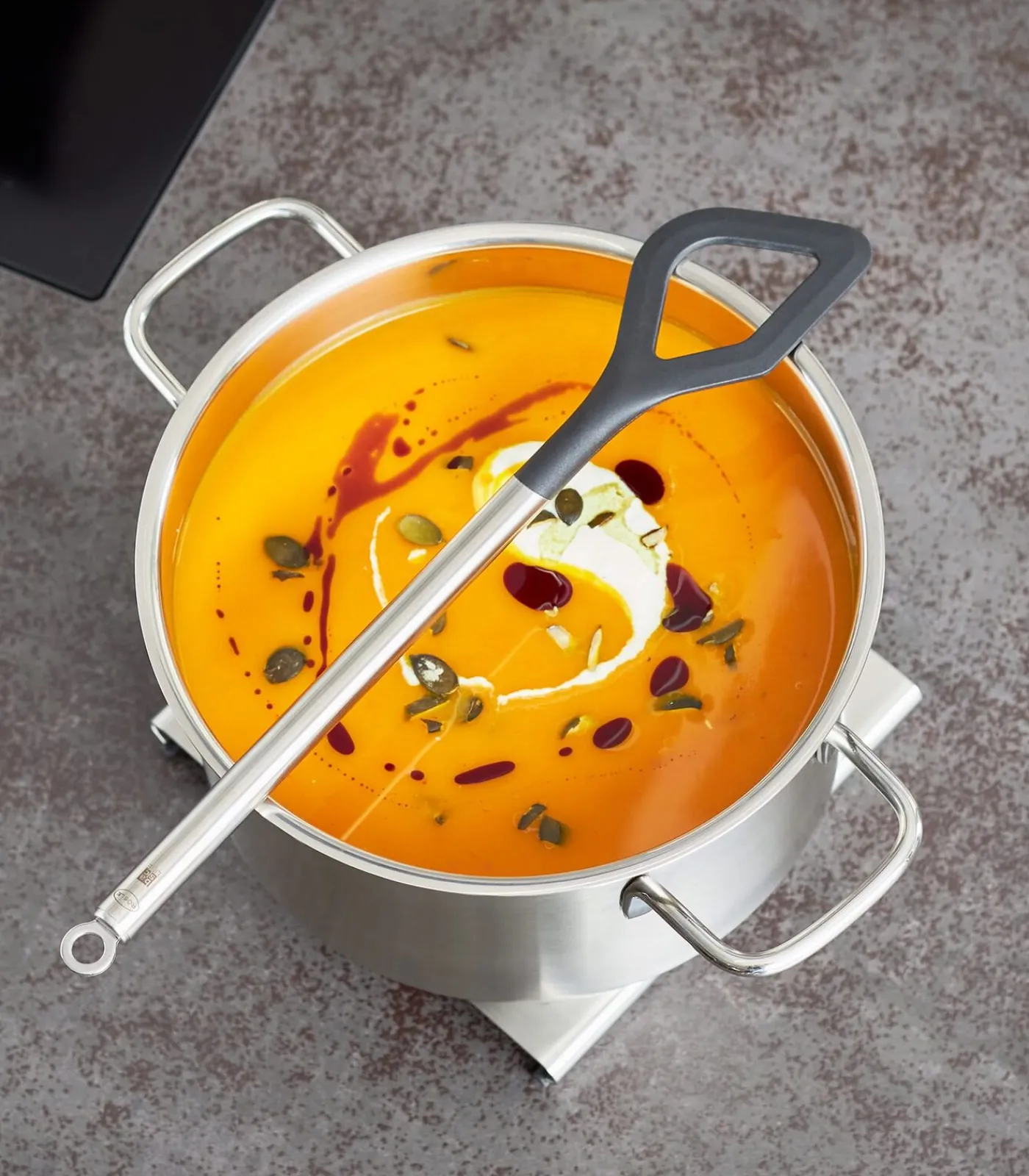 Online Basic Line Schuimspaan - RVS / Siliconen - 32 cm Bakken