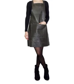 BBQ Lederen schort met bretellen - Grijs Keuken- & Tafellinnen