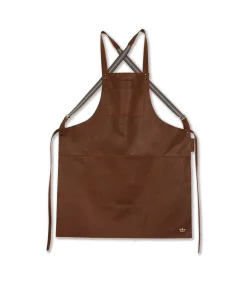 New BBQ Lederen schort met bretellen - Bruin Keuken- & Tafellinnen