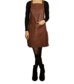 New BBQ Lederen schort met bretellen - Bruin Keuken- & Tafellinnen