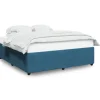 Bedframe fluweel blauw 200x200 cm Bedden