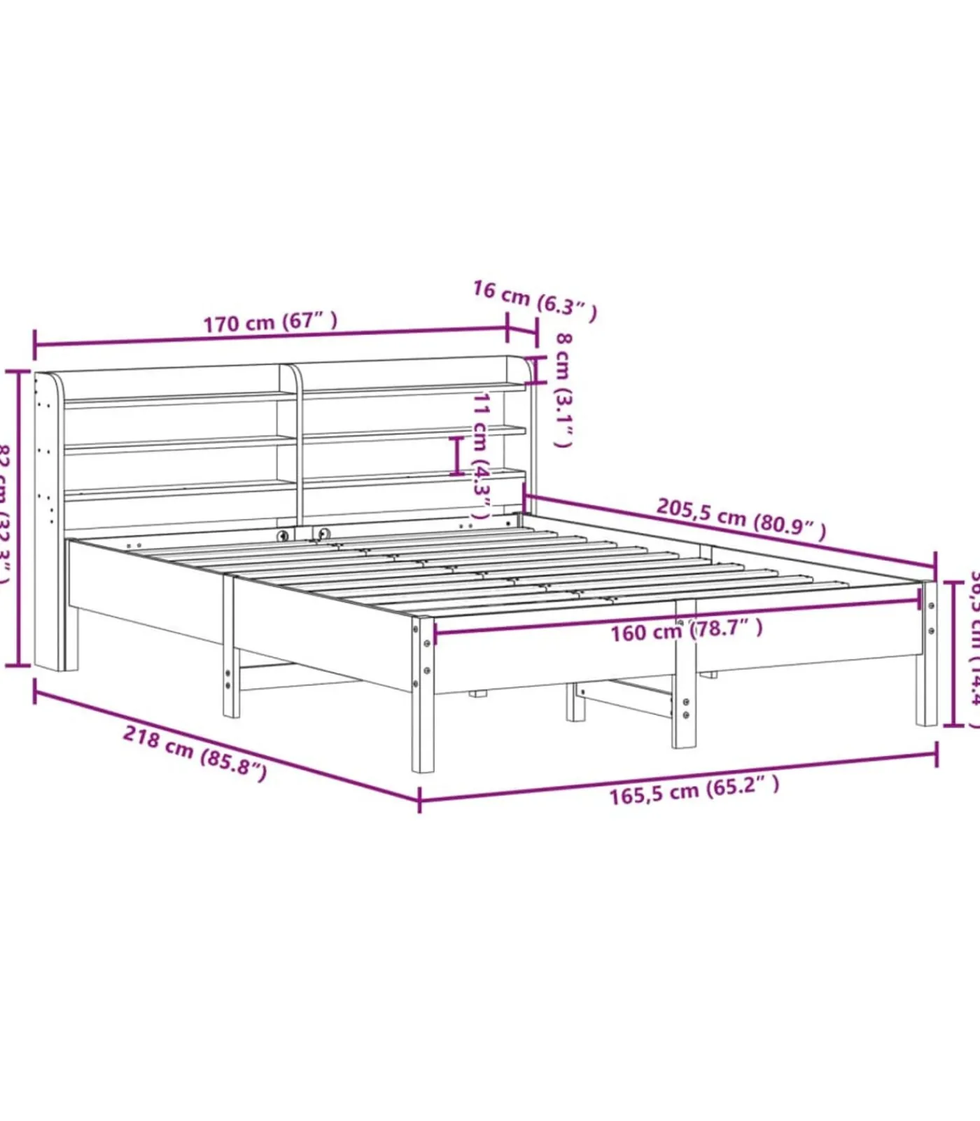 Best Bedframe zonder matras massief grenenhout 160x200 cm Bedden