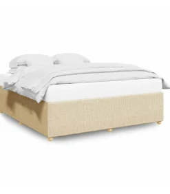 Clearance Bedframe zonder matras stof crèmekleurig 200x200 cm Bedden