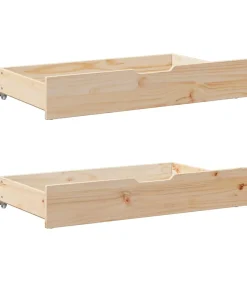 Clearance Bedlades 2 st met wieltjes 95x55x17 cm massief grenenhout Organiseren