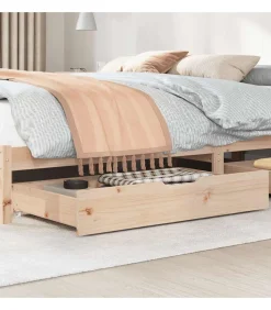 Clearance Bedlades 2 st met wieltjes 95x55x17 cm massief grenenhout Organiseren