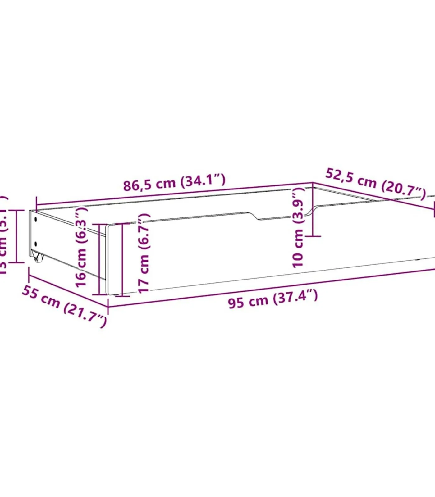 Clearance Bedlades 2 st met wieltjes 95x55x17 cm massief grenenhout Organiseren