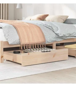 Outlet Bedlades 2 st met wieltjes 85x55x17 cm massief grenenhout Organiseren