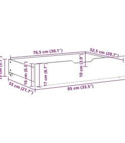 Outlet Bedlades 2 st met wieltjes 85x55x17 cm massief grenenhout Organiseren