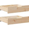 Discount Bedlades 2 st met wieltjes 65x55x17 cm massief grenenhout Organiseren