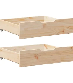 Discount Bedlades 2 st met wieltjes 65x55x17 cm massief grenenhout Organiseren