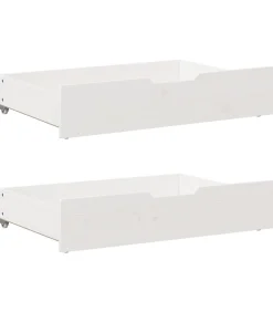 Discount Bedlades 2 st 85x55x17 cm massief grenenhout wit Organiseren