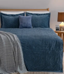 Bedsprei 2 personen Folha 240x260 cm Nachtblauw (1 Bedsprei, 2 Kussenslopen) Bedspreien