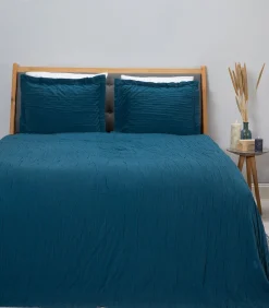 Best Bedsprei set 2 personen Leron Seti 240x260 cm Benzine blauw (1 Bedsprei, 2 Kussenslopen) Bedspreien