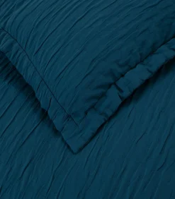 Best Bedsprei set 2 personen Leron Seti 240x260 cm Benzine blauw (1 Bedsprei, 2 Kussenslopen) Bedspreien