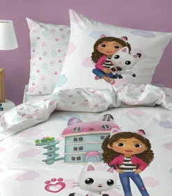 Sale Bedtextielset met print van 100% katoen, GABBY EN HET MAGISCHE HUIS WORLD Dekbedovertrekken