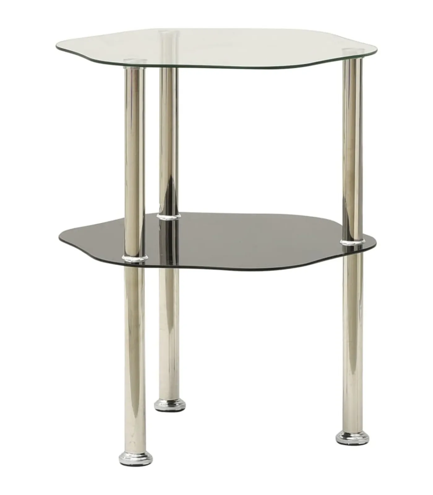 Online Bijzettafel 2-laags 38x38x50 cm gehard glas transparant zwart Tafels