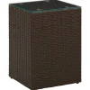 New Bijzettafel met glazen blad 35x35x52 cm poly rattan bruin Tafels