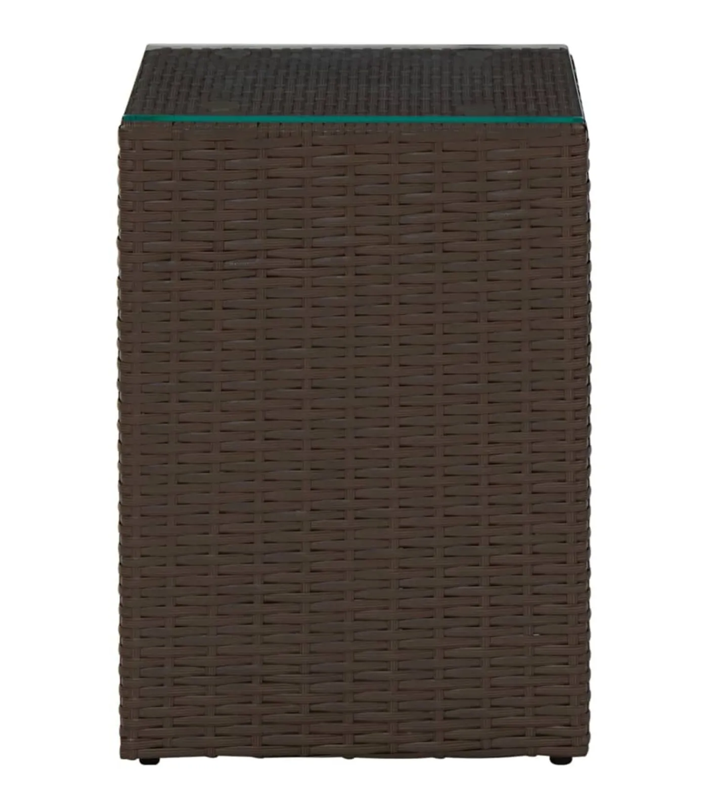 New Bijzettafel met glazen blad 35x35x52 cm poly rattan bruin Tafels