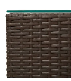 New Bijzettafel met glazen blad 35x35x52 cm poly rattan bruin Tafels