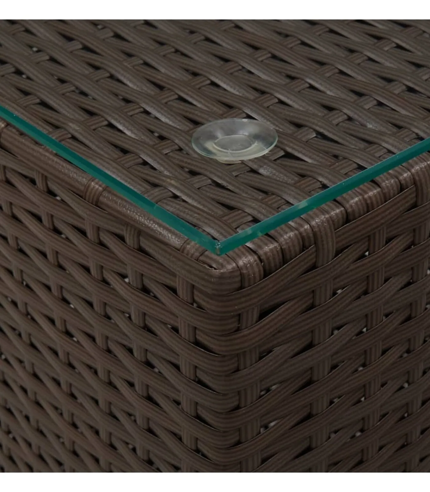 New Bijzettafel met glazen blad 35x35x52 cm poly rattan bruin Tafels