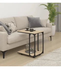 Outlet Bijzettafel met wieltjes 50x35x55,5 cm hout sonoma eikenkleurig Tafels