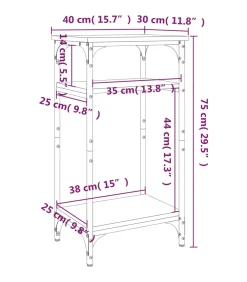 Discount Bijzettafel 40x30x75 cm bewerkt hout gerookt eikenkleurig Tafels