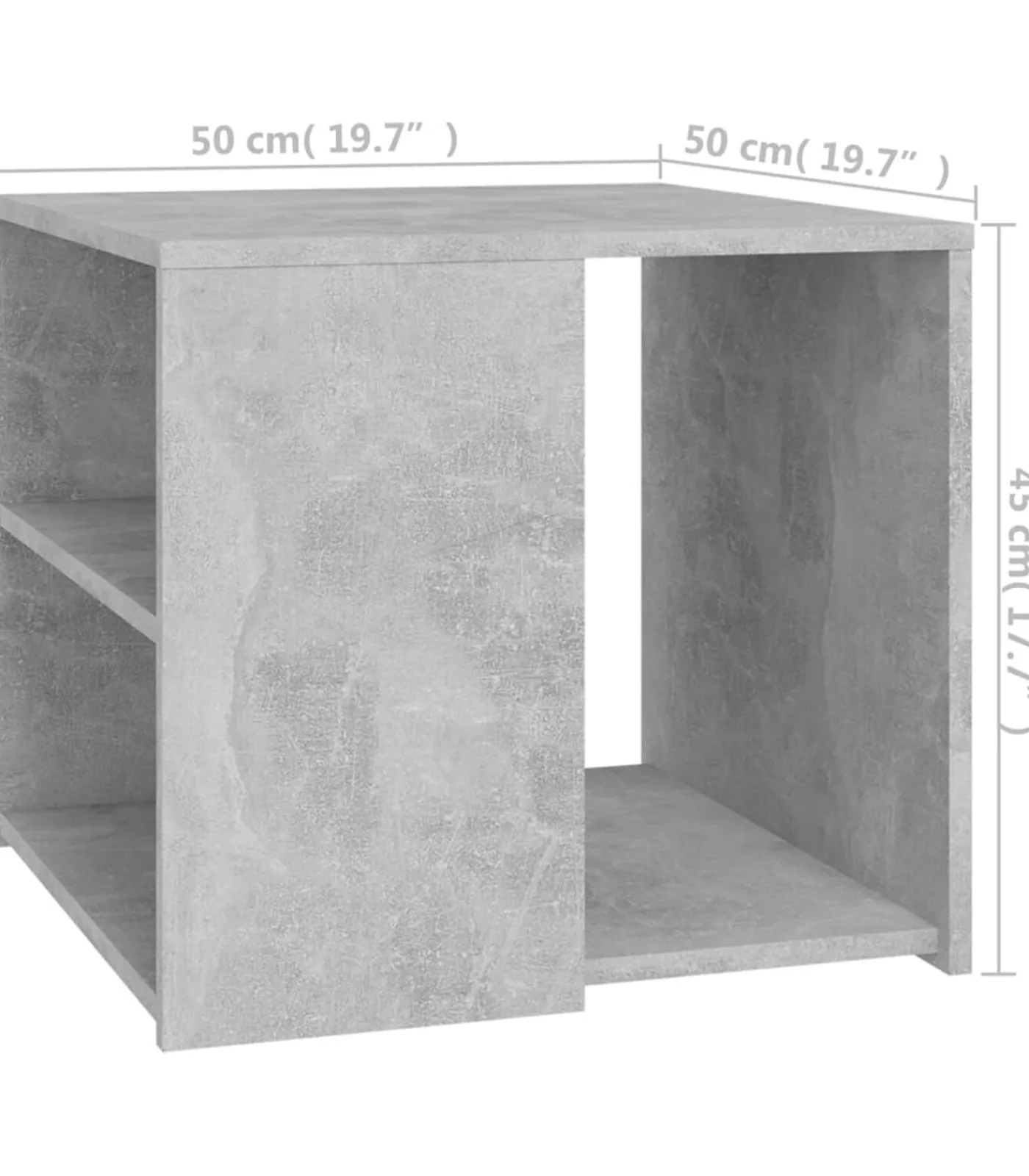 Bijzettafel 50x50x45 cm bewerkt hout betongrijs Tafels